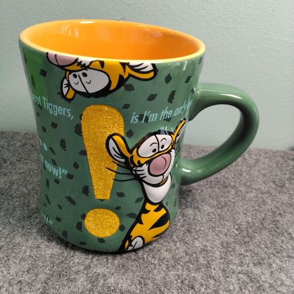 Disney Parks TIGGER Large Coffee Mug Green Glitter 3D Cup TTFN Exclamation Pooh - Picture 1 of 5